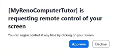 requesting remote control of zoom window