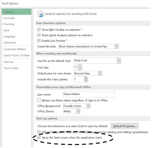 Excel 2013 Options