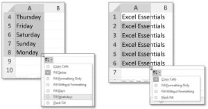 Fill handle - Filling cells