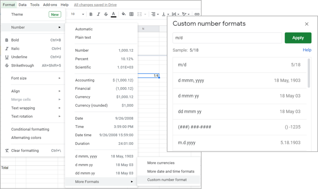 Google Sheets Date Format